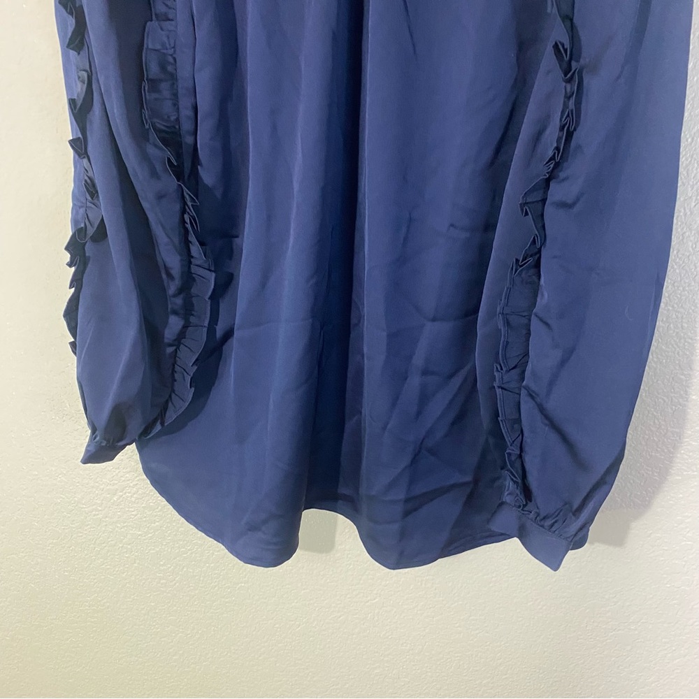 NWT J. Crew Ruffle-sleeve top in satin crepe Item AU248 XXL Navy Blue - Picture 4 of 9